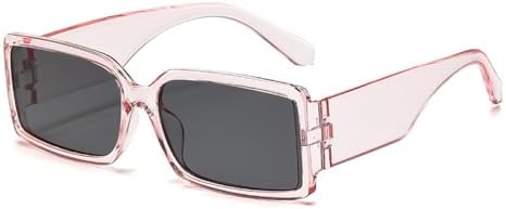 

2027 Винтажные прямоугольные панк-солнцезащитные очки для мужчин, модные квадратные оправы, солнцезащитные очки для женщин, зеленые и черные, UV400 UV400 MTZJH, Transparent Pink