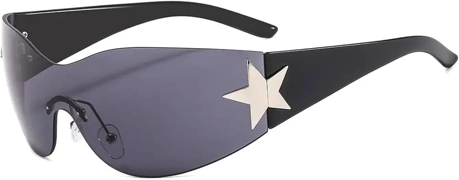 

Модные панк-солнцезащитные очки для женщин и мужчин, стильные солнцезащитные очки с обтекаемой формой, украшенные звездами, с защитой от УФ-излучения UV400 YCMGBH, C2