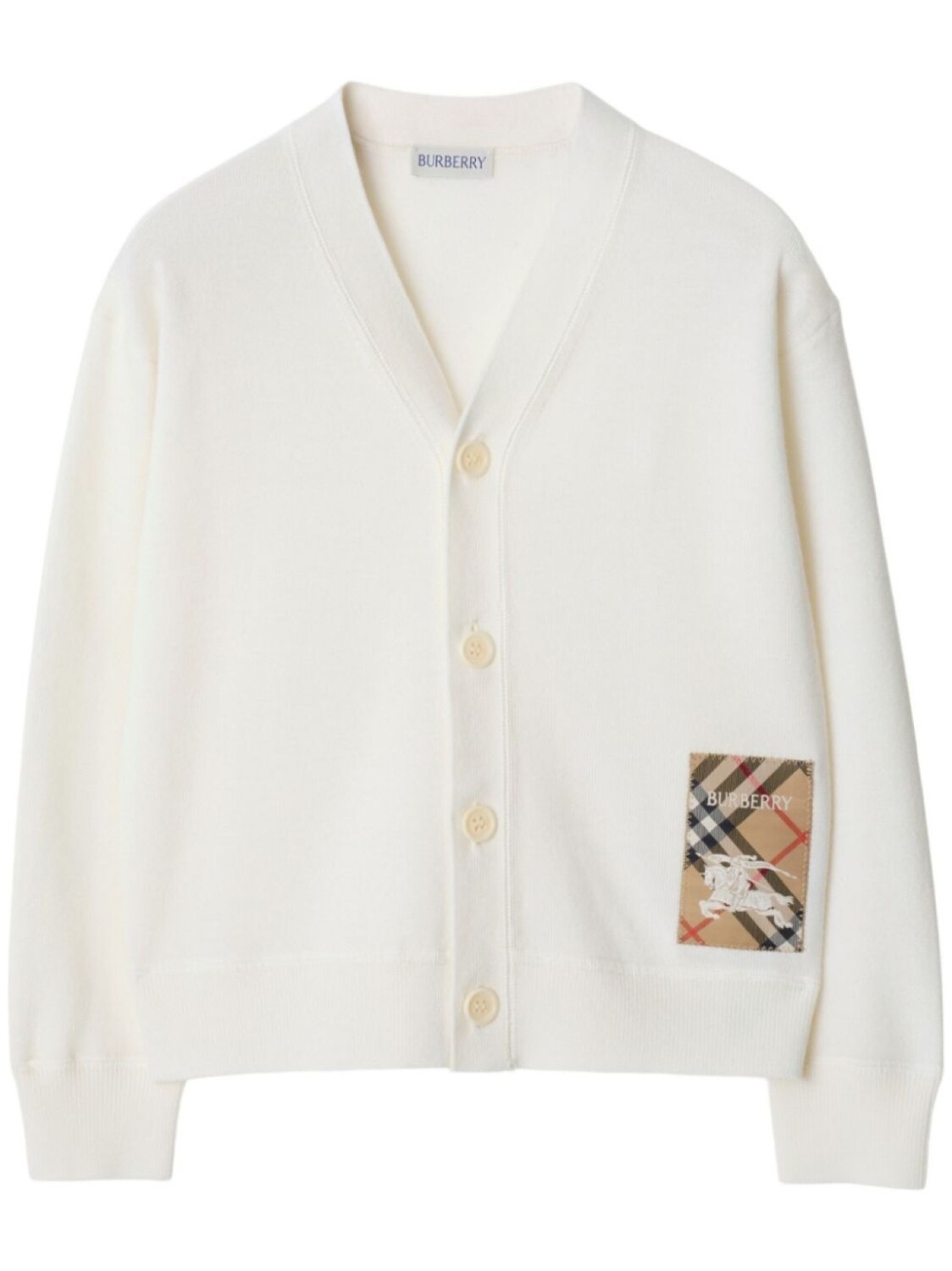

Шерстяной кардиган с биркой-чеком Burberry Kids, белый