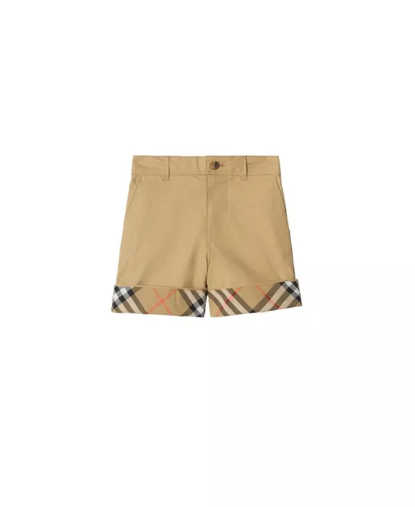 

Детские хлопковые шорты в клетку с отворотами - для малышей и для взрослых. Burberry, коричневый