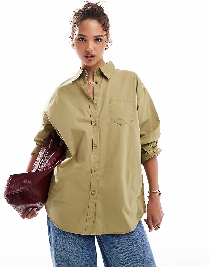 

Рубашка свободного покроя Cotton On Poplin цвета хаки Cotton:On