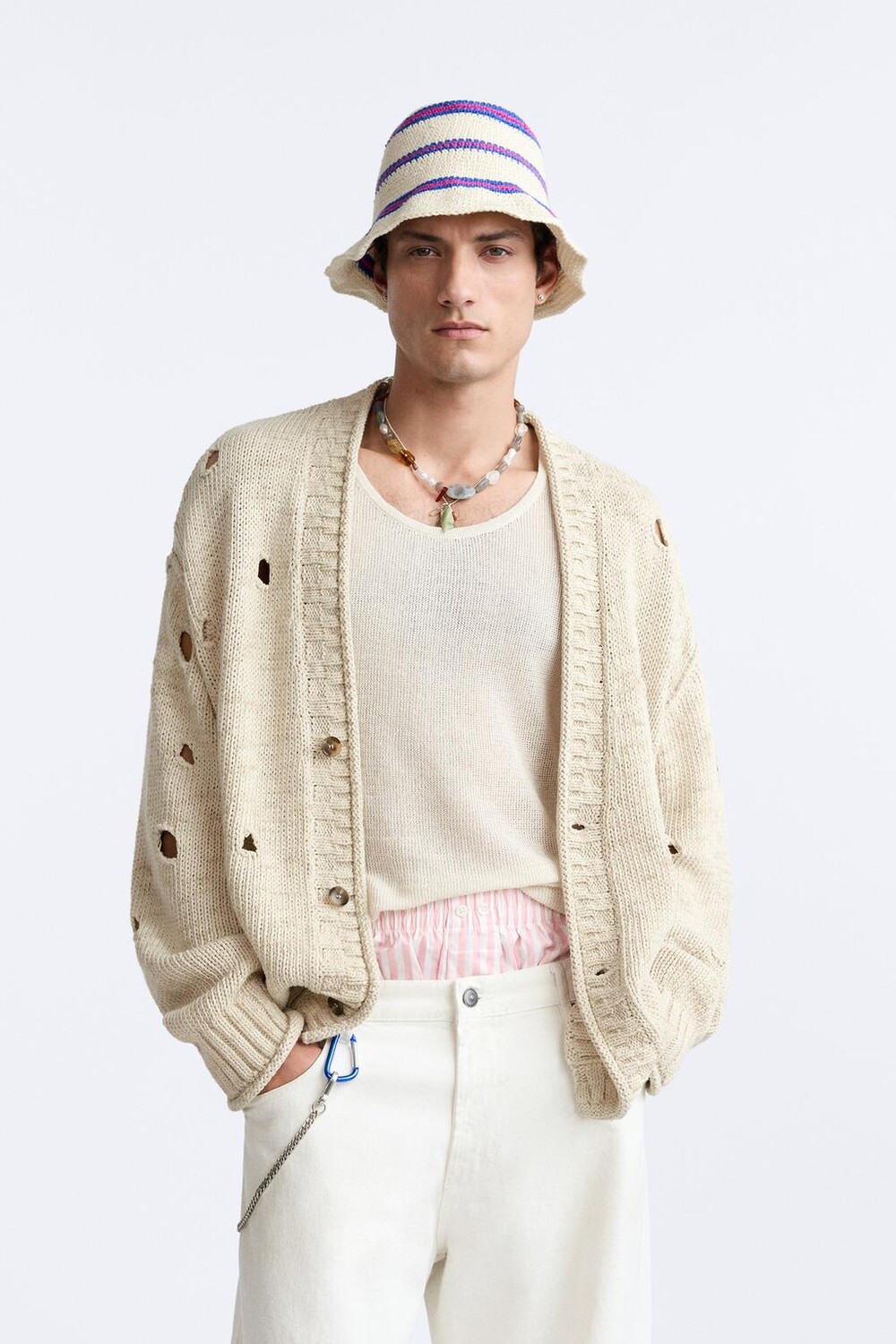

Кардиган с дырками ZARA, экрю