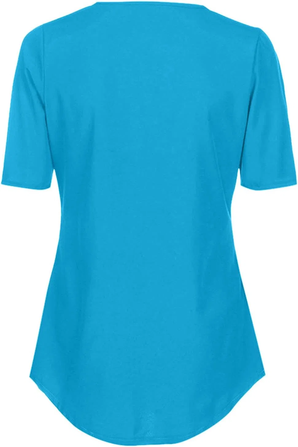 Женская футболка с V-образным вырезом и молнией, Oversized, Generic, Sky Blue — фото 4