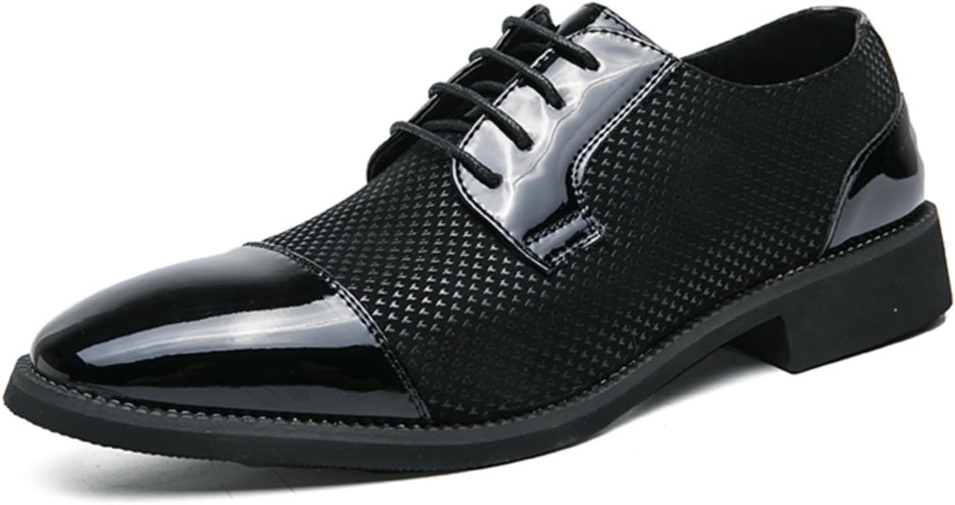 

Мужские ретро туфли с отделкой из двух тонов, выполненные из лакированной кожи, на шнуровке. Оксфорды с круглым носком, противоскользящей подошвой, подходят для повседневной носки, делового стиля, выпускного или вечеринки Boaobaihuo, черный