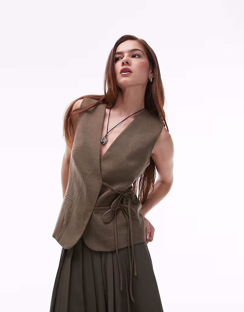 

Жилет Topshop с завязками по бокам цвета хаки