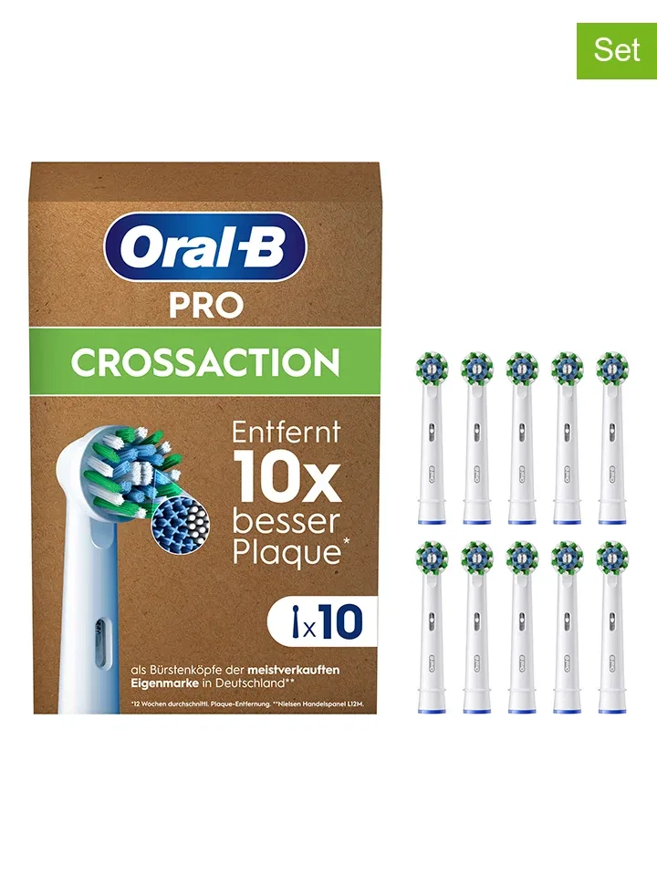 Сменные насадки для зубной щетки Oral-B CrossAction Pro, 10 шт, белый