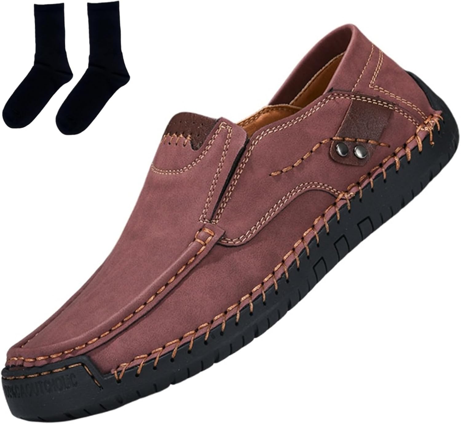 

Мужские ручной работы комфортные лоферы, кожаные туфли на плоской подошве с широким носком для ходьбы, мужские кожаные противоскользящие лоферы Generic, 06