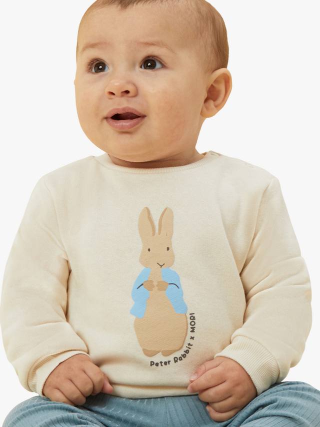 Детская толстовка Peter Rabbit из хлопковой смеси MORI, Panda Cream — фото 3