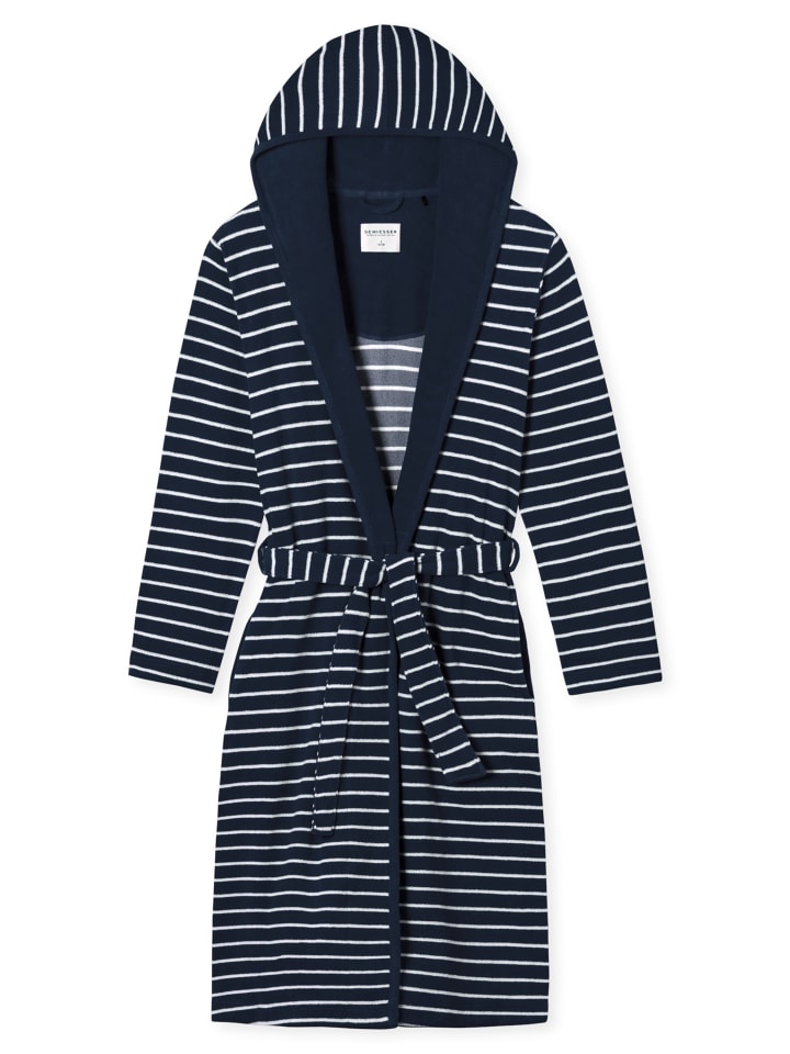 

Schiesser Халат из перьевой махровой ткани темно-синего цвета