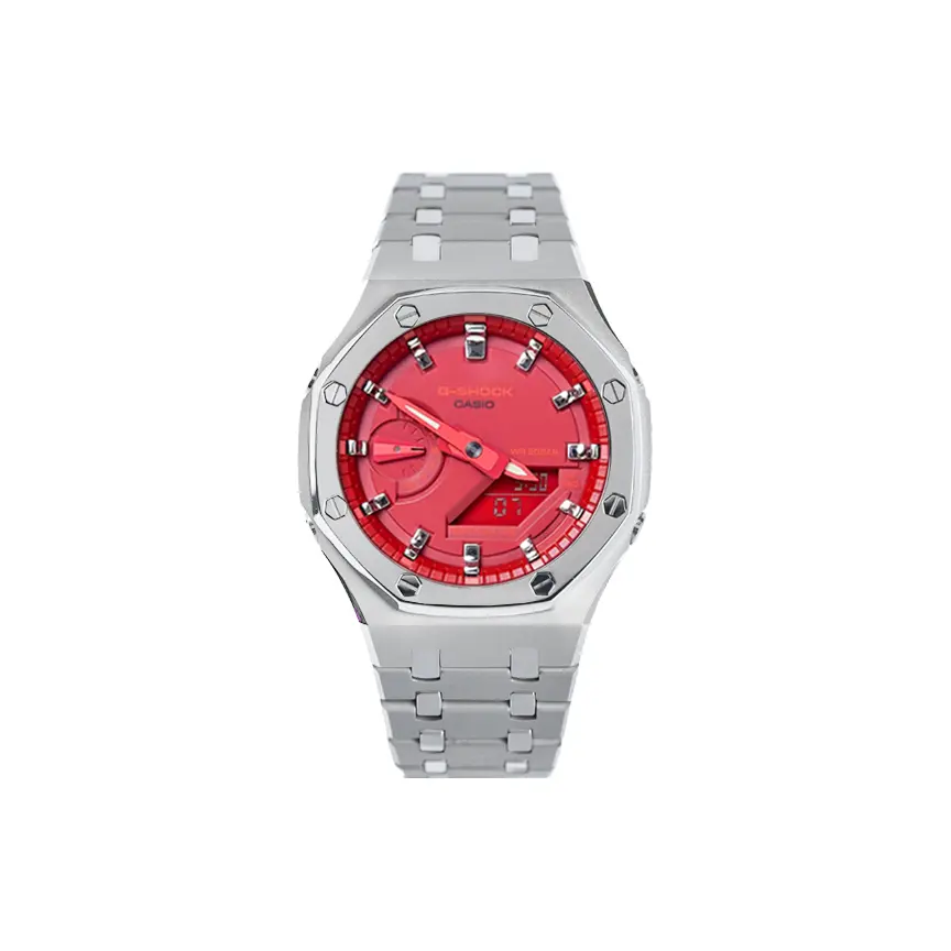 

CASIO Часы Unisex Liquid Crystal/Analog Dual Display Series 48.5mm Red Watch, Crimson Sand Silver