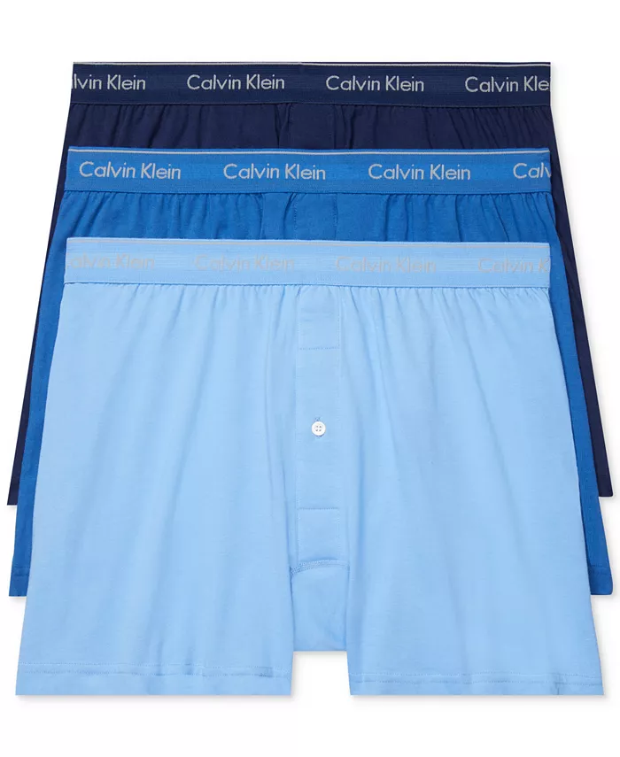 

Мужские классические хлопковые трусы-боксеры, 3 шт Calvin Klein, синий