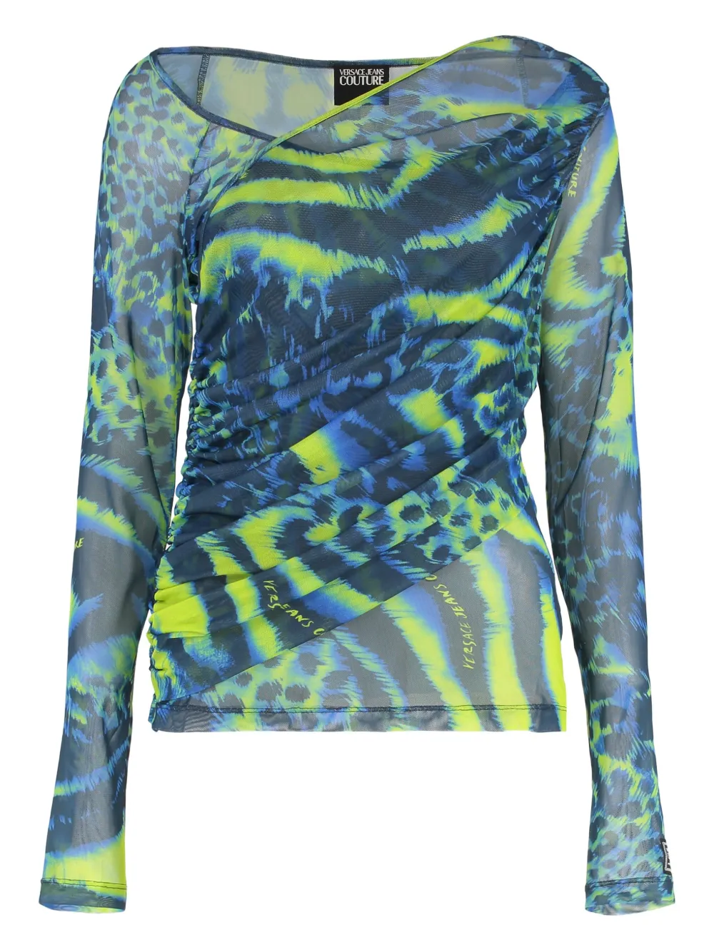 

Драпированный топ с анималистичным принтом Versace Jeans Couture, синий