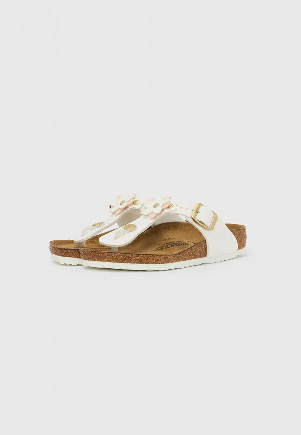 Детские сандалии gizeh с узким т-образным ремешком и цветочным рисунком Birkenstock, White — фото 2