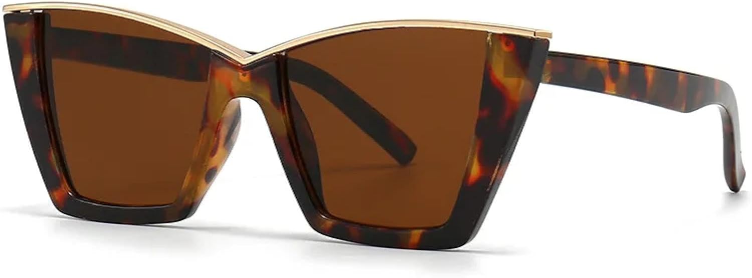 

Солнцезащитные очки с защитой от УФ-излучения UV400 | Большая оправа в стиле «кошачий глаз» | Панк | Для женщин и мужчин | Для занятий спортом на открытом воздухе и вождения DSVIGF, Leopard Tea