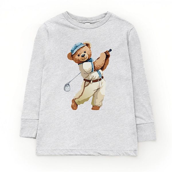

Футболка с длинным рукавом Watercolor golf bear для детей The Juniper Shop, Heather Grey