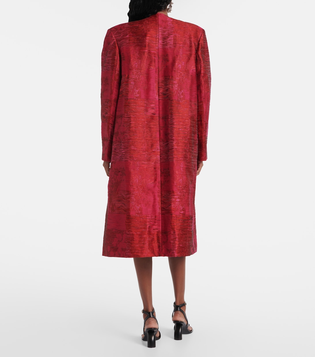 Пальто из жаккарда с добавлением хлопка Dries Van Noten, фуксия — фото 3
