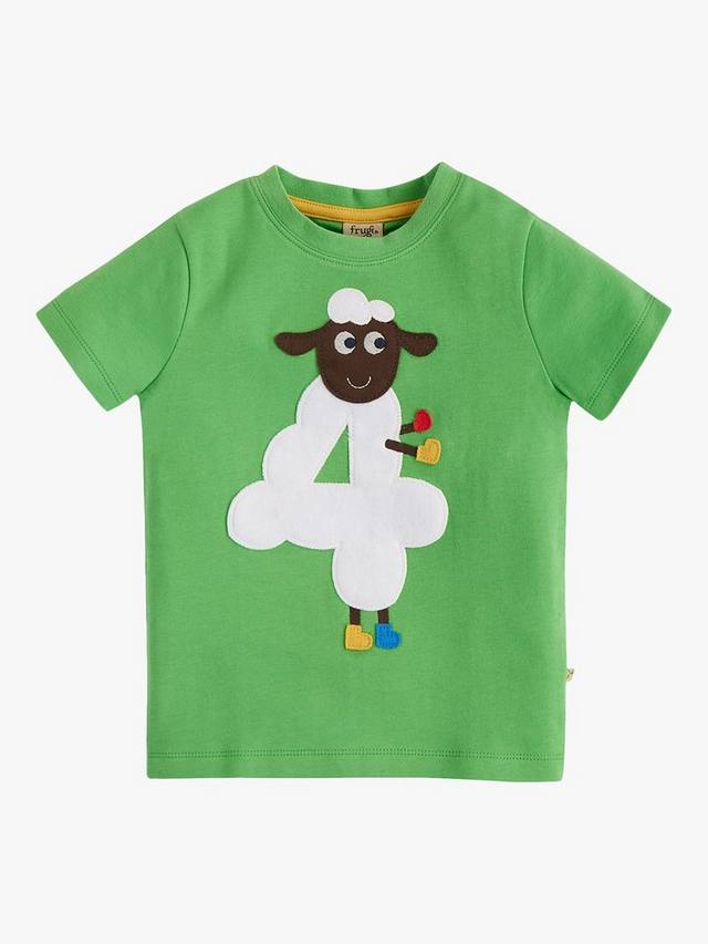 Детская футболка Magic Number 4 из органического хлопка с овечкой Frugi, Fjord Green/Multi — фото 2