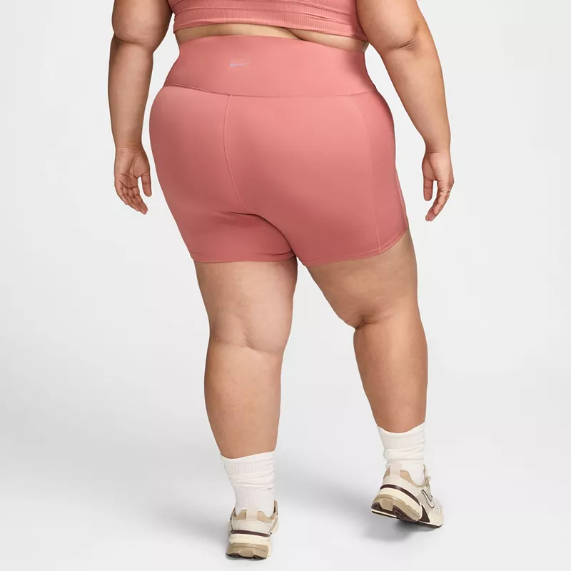 Женские байкерские шорты Nike с завышенной талией на одном запахе (5 дюймов) (большие размеры), цвет Canyon Pink — фото 3