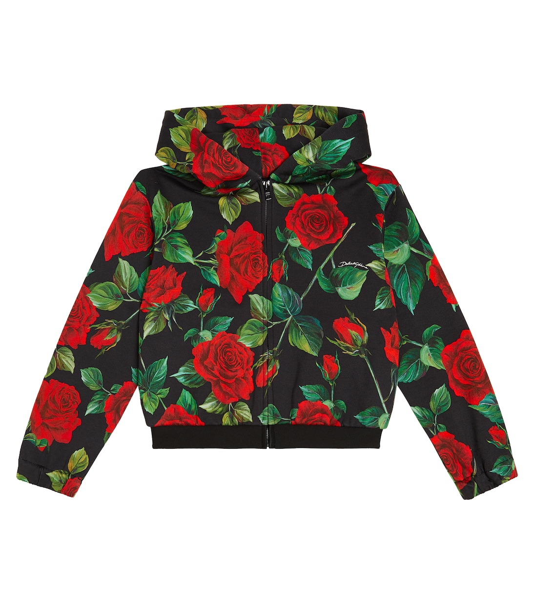 

Толстовка с капюшоном на молнии с принтом Dolce&Gabbana Kids, Rose Rosse Fdo.Nero