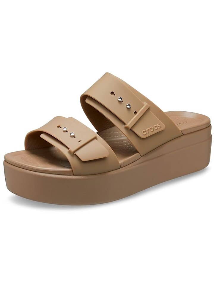 Мюли Crocs Brooklyn Buckle Low Wedge, хаки