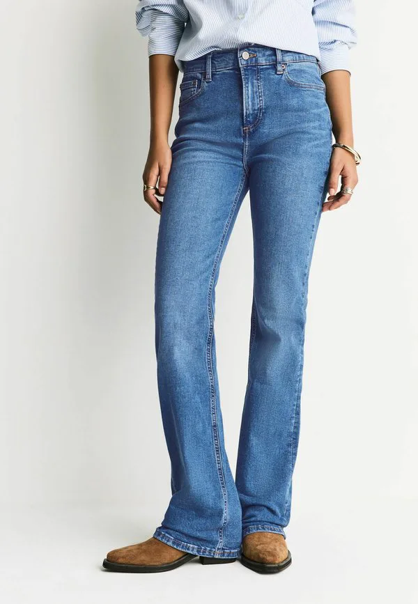 Джинсы средней посадки из эластичной ткани, расклешенные книзу Next, Mid Blue Denim