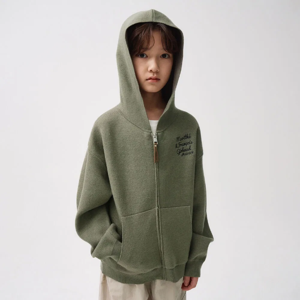 Детская вязаная толстовка на молнии с капюшоном серая от Marithé Kids
