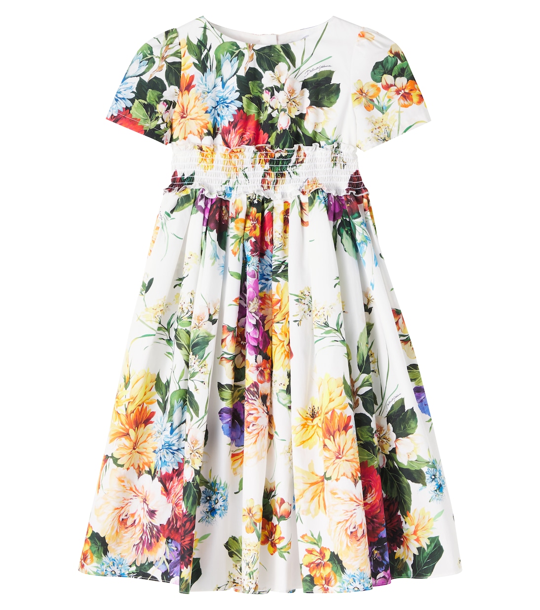 

Цветочное платье из хлопкового поплина Dolce&Gabbana Kids, B.Fiori Cret. F.Bco