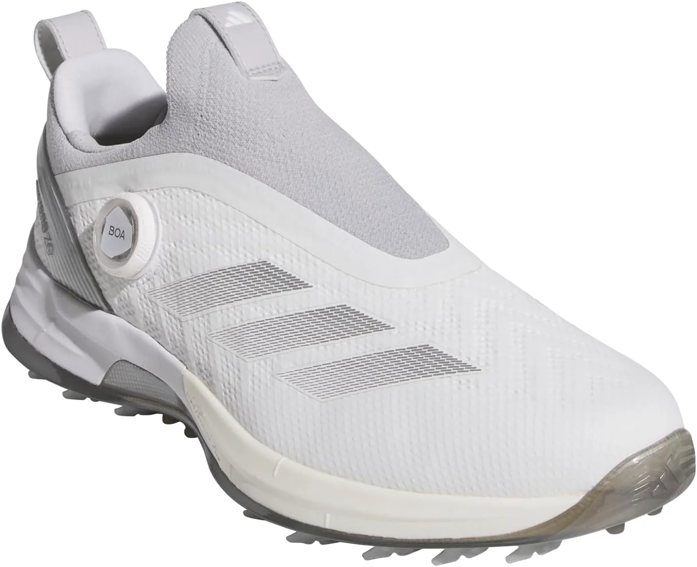 Мужские безшиповые гольф-кроссовки Adidas Adizero ZG Boa, белый/металлик/серый — фото 2