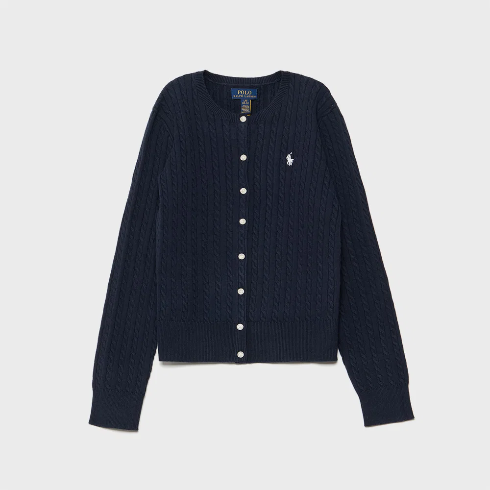 Детский хлопковый кардиган с мини-косами тёмно-синий от Polo Ralph Lauren Children
