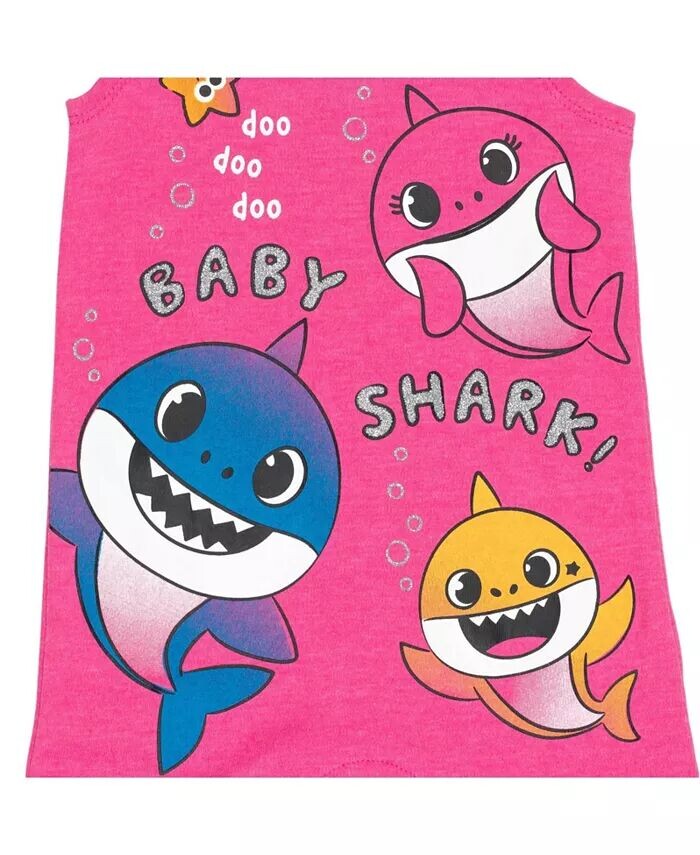 Baby Shark для маленьких девочек [размеры диапазон описание1] комбинезон без рукавов на кнопках и повязка на голову [размер описание1] Pinkfong, розовый — фото 4