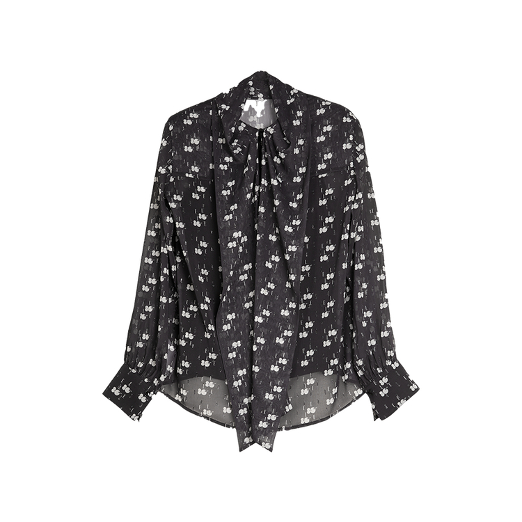 

ELLE Рубашка женская черная с воротником стойка тонкая