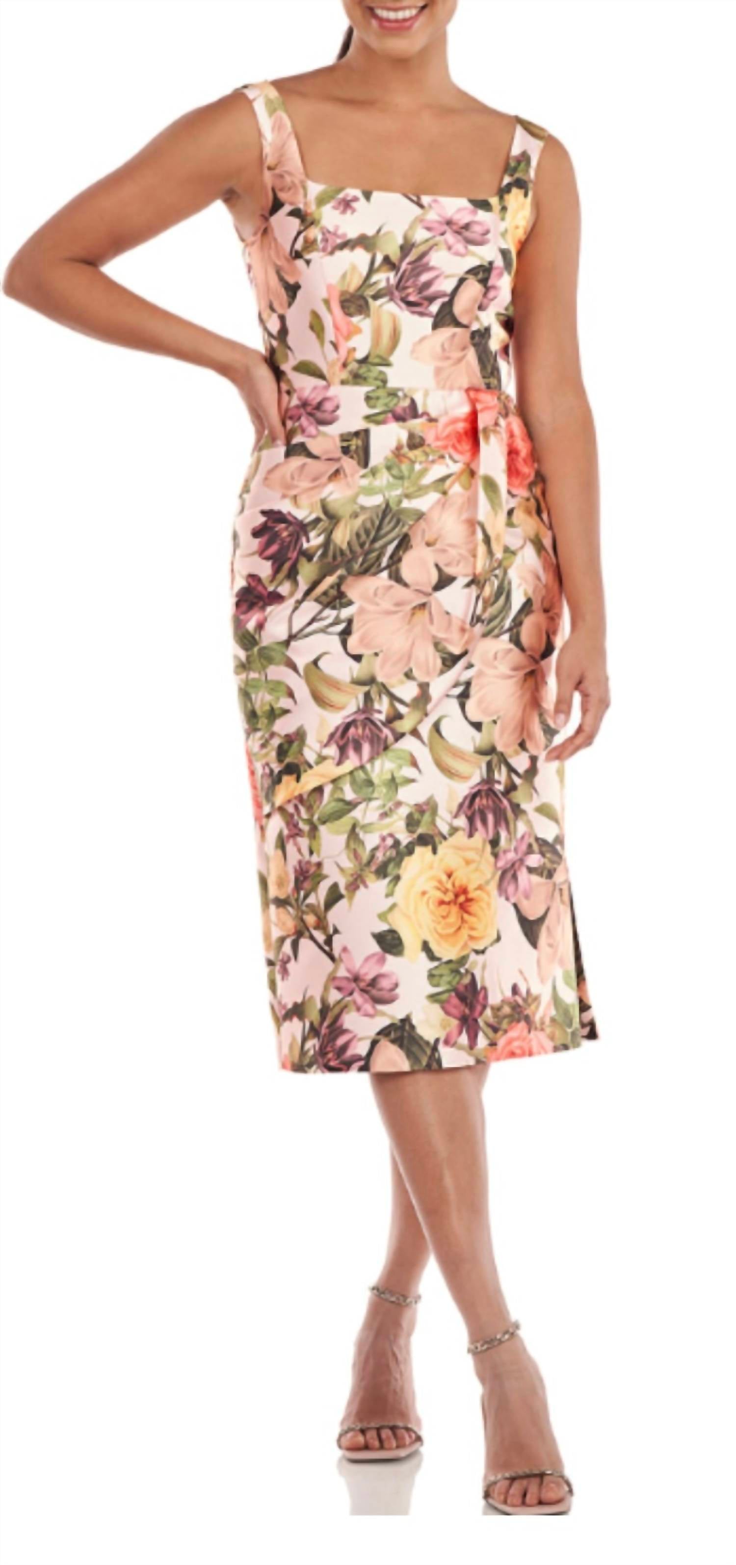 

Многоцветное коктейльное платье с цветочным принтом Kay Unger, мультиколор