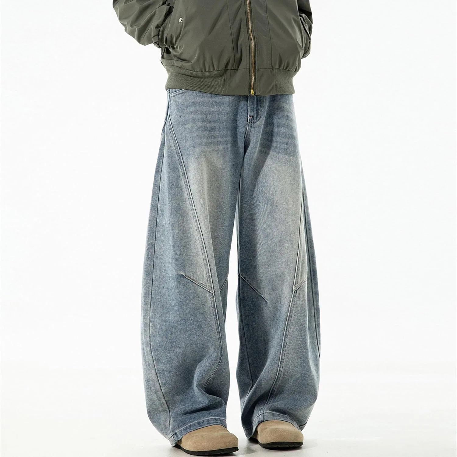 Джинсы свободные, Y2K, Oversized, голубые — фото 4