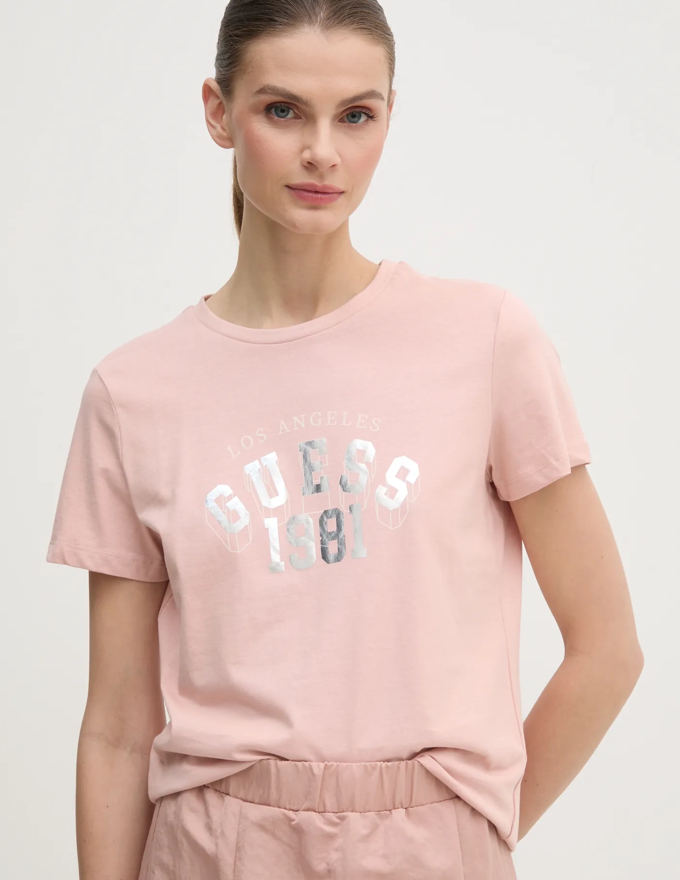 

МАРТИНА хлопковая футболка Guess, розовый