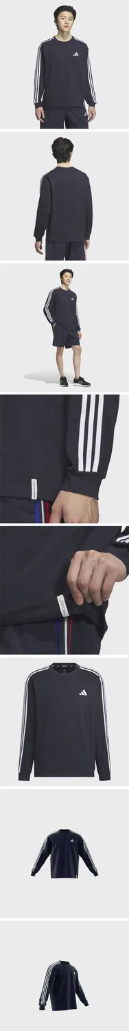 Мужская свободная футболка с длинным рукавом Essential+ 3S тёмно-синяя от Adidas — фото 4