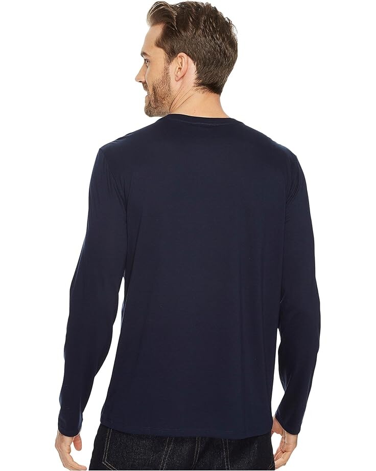 Футболка Lacoste Long Sleeve Pima Jersey Crew Neck, цвет Navy Blue — фото 3