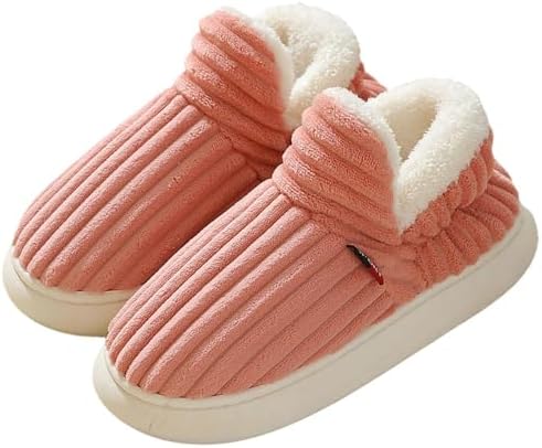 

Уютные и стильные тапочки, теплые тапочки-ботиночки для женщин и мужчин, плюшевые домашние тапочки с толстой подошвой и противоскользящей поверхностью Generic, розовый