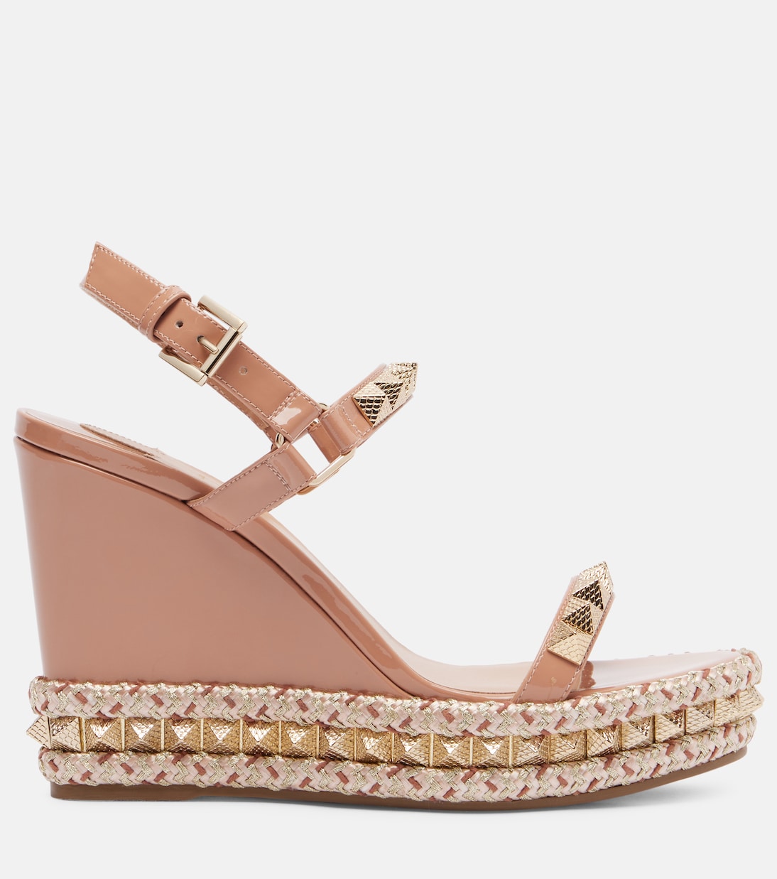 Пираклу 110 кожаные эспадрильи на клиновидной подошве Christian Louboutin, Blush/Lin Blush — фото 4