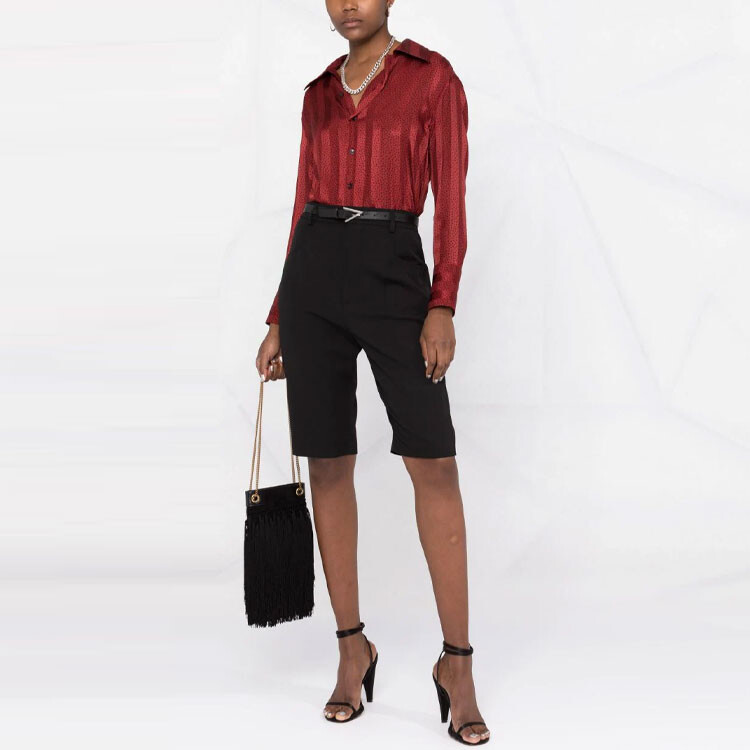Шорты женские Saint Laurent High-waisted Knee-length, черный — фото 2