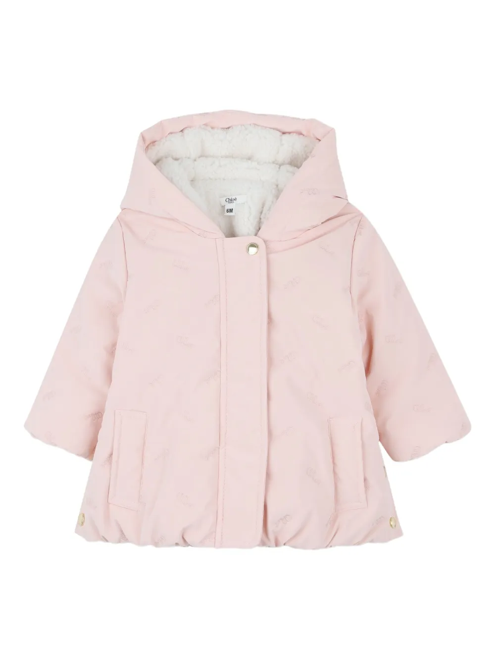 

Пуховик с капюшоном Chloé Kids, розовый