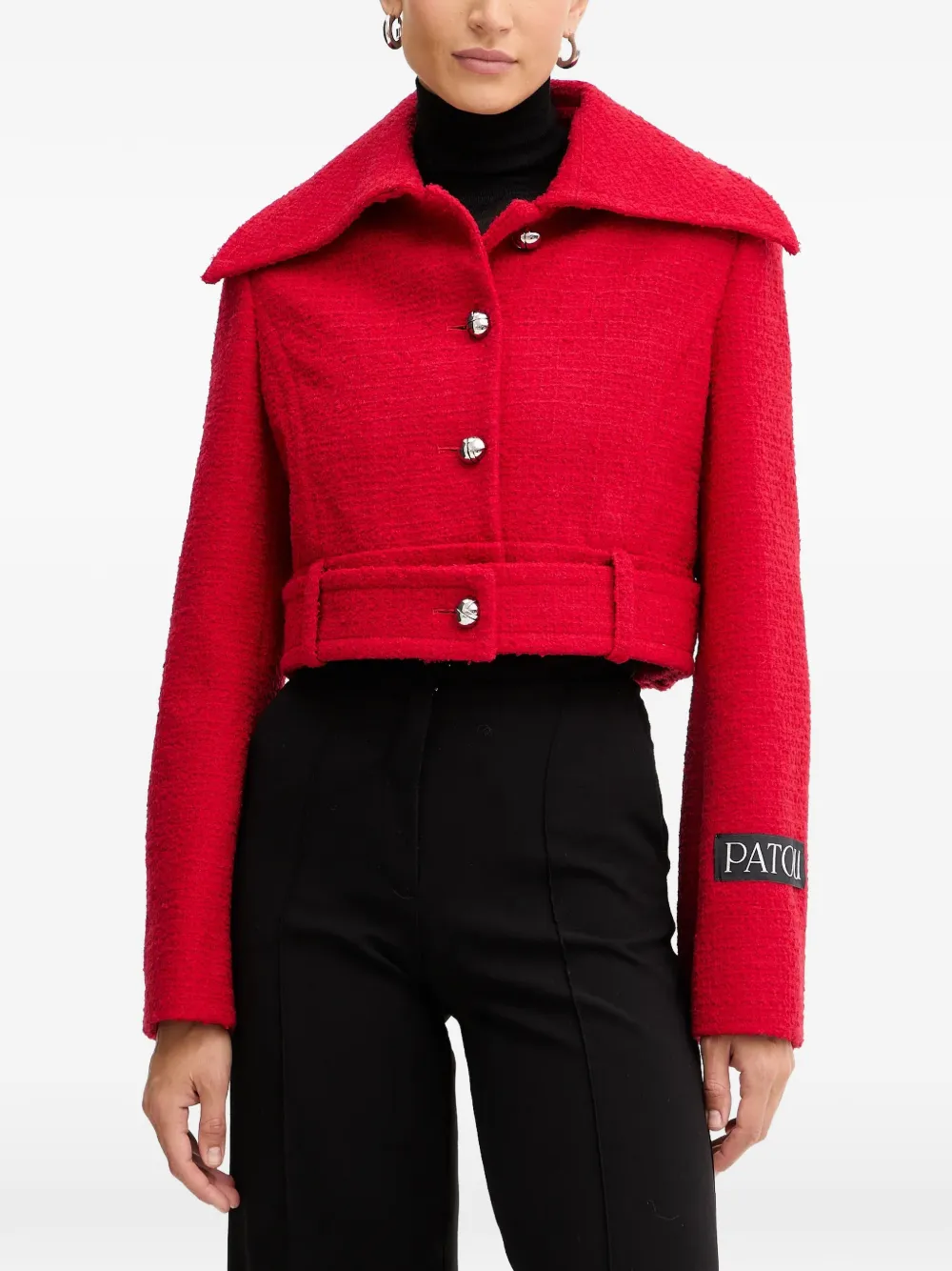 

Укороченная куртка на пуговицах с поясом Patou, красный