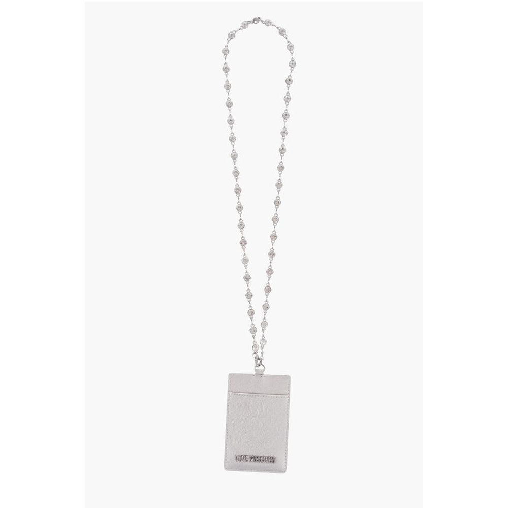 

Визитница LOVE из искусственной кожи Saffiano с цепочкой из драгоценных камней Moschino, Silver