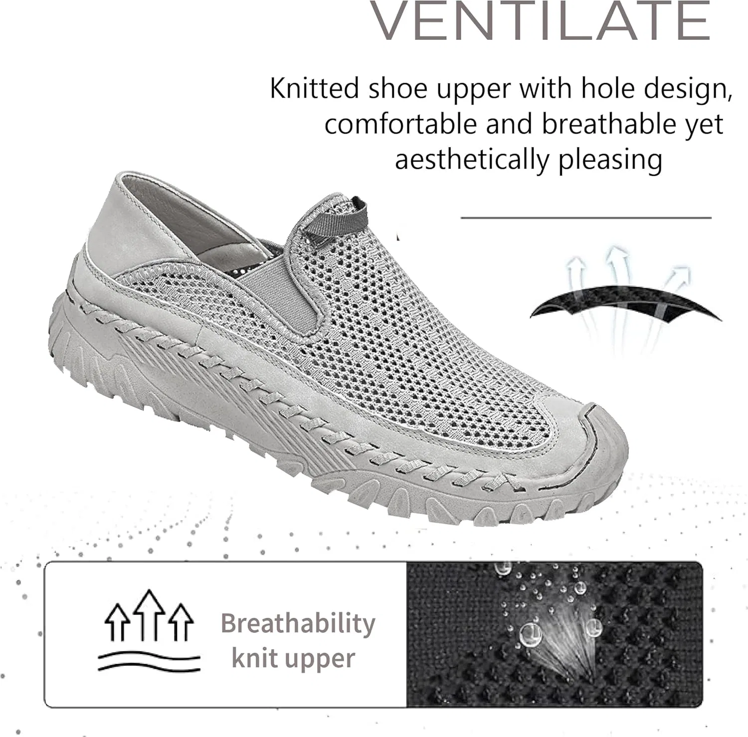 Мужские мокасины дышащие Asifn Mesh Loafers Grey — фото 4