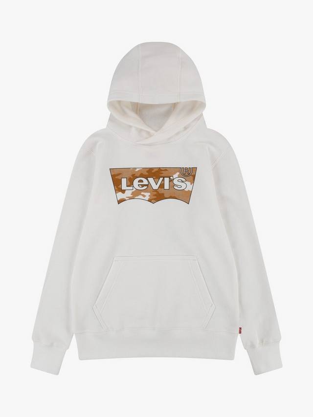 Детский хлопковый худи с логотипом и расклешенными рукавами Levi's, Tofu — фото 2