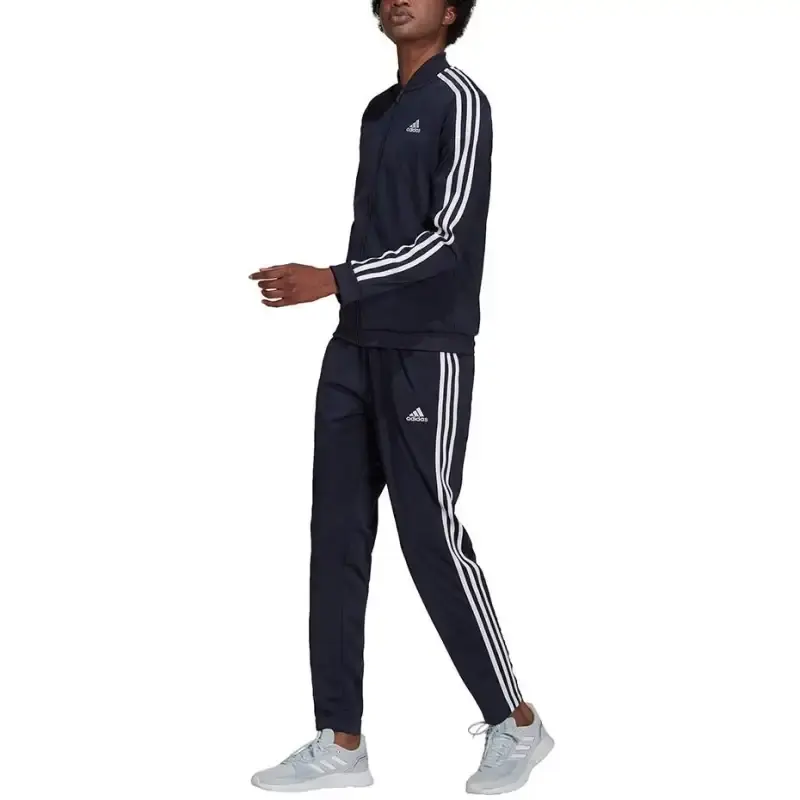 Adidas Эссеншиалс 3 полосы SS25 спортивный костюм Primegreen повседневный костюм женский Ink/White — фото 3