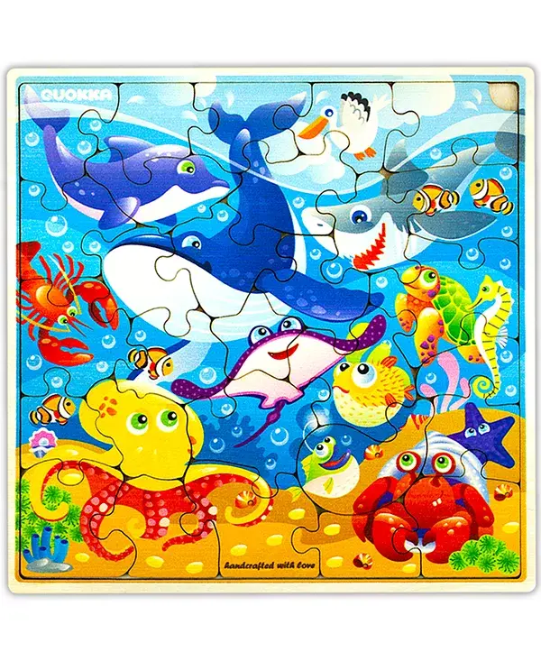 

Деревянные пазлы для малышей 3-5 лет, 28 деталей – игрушки-животные Quokka, ocean