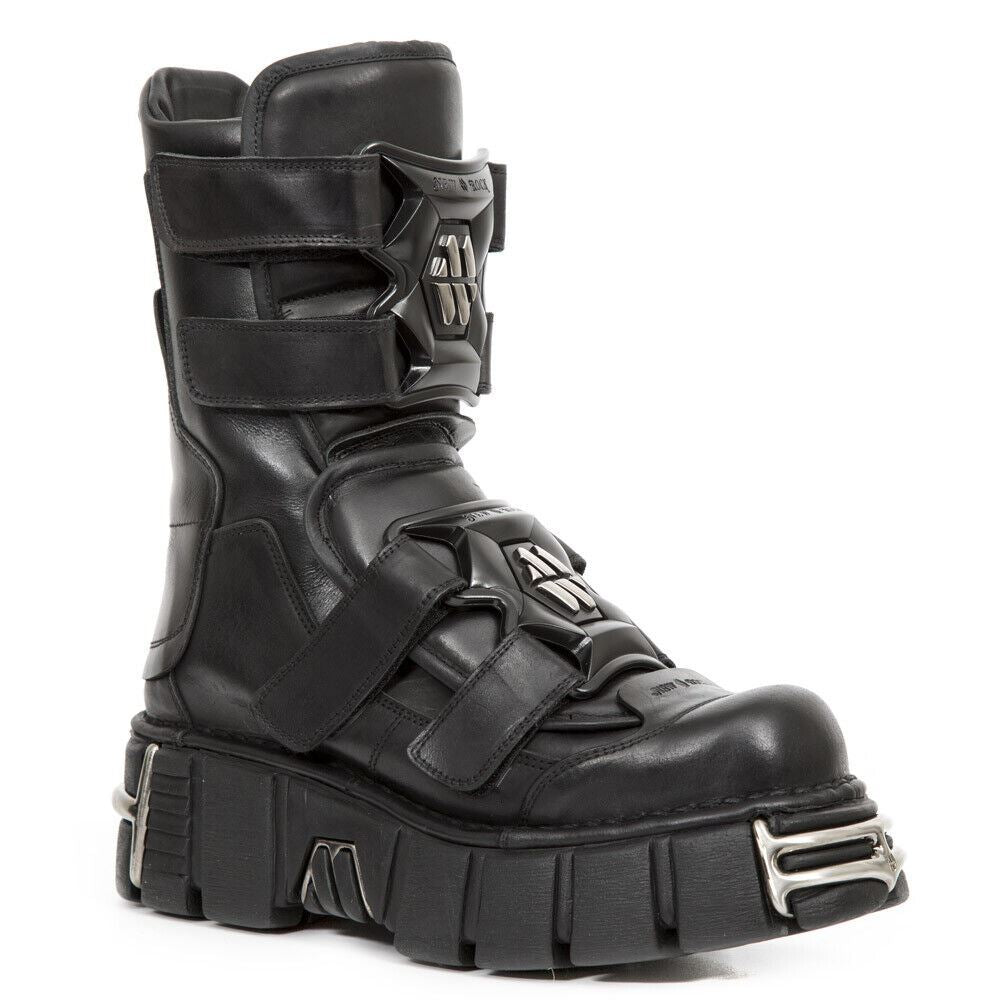 Новые ботинки Mid Calf из черной кожи в стиле рок-панк New Rock — фото 2