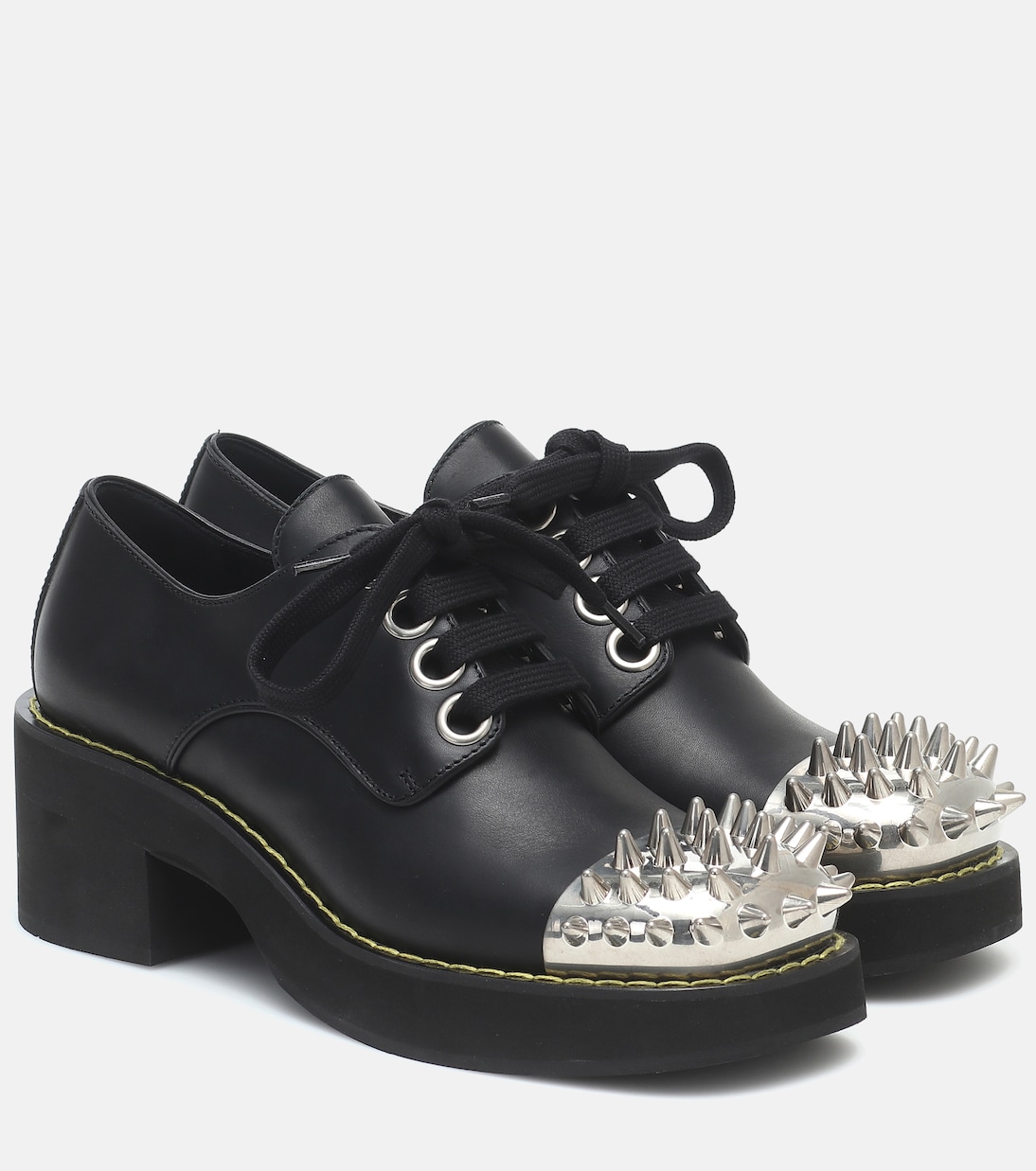 Декорированные кожаные дерби Miu Miu, черный