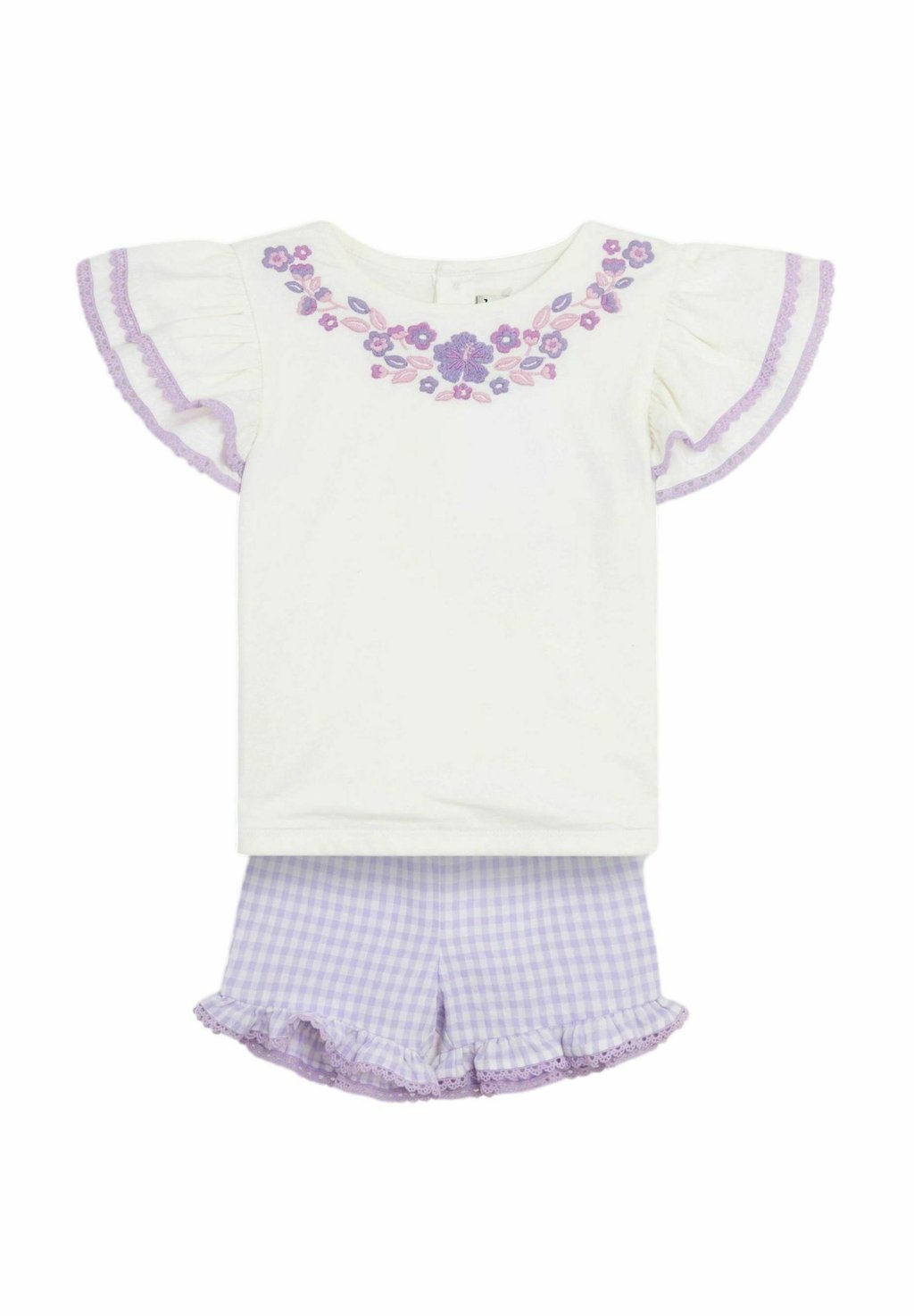 

Футболка с принтом SET JoJo Maman Bébé, цвет Lilac Purple Gingham