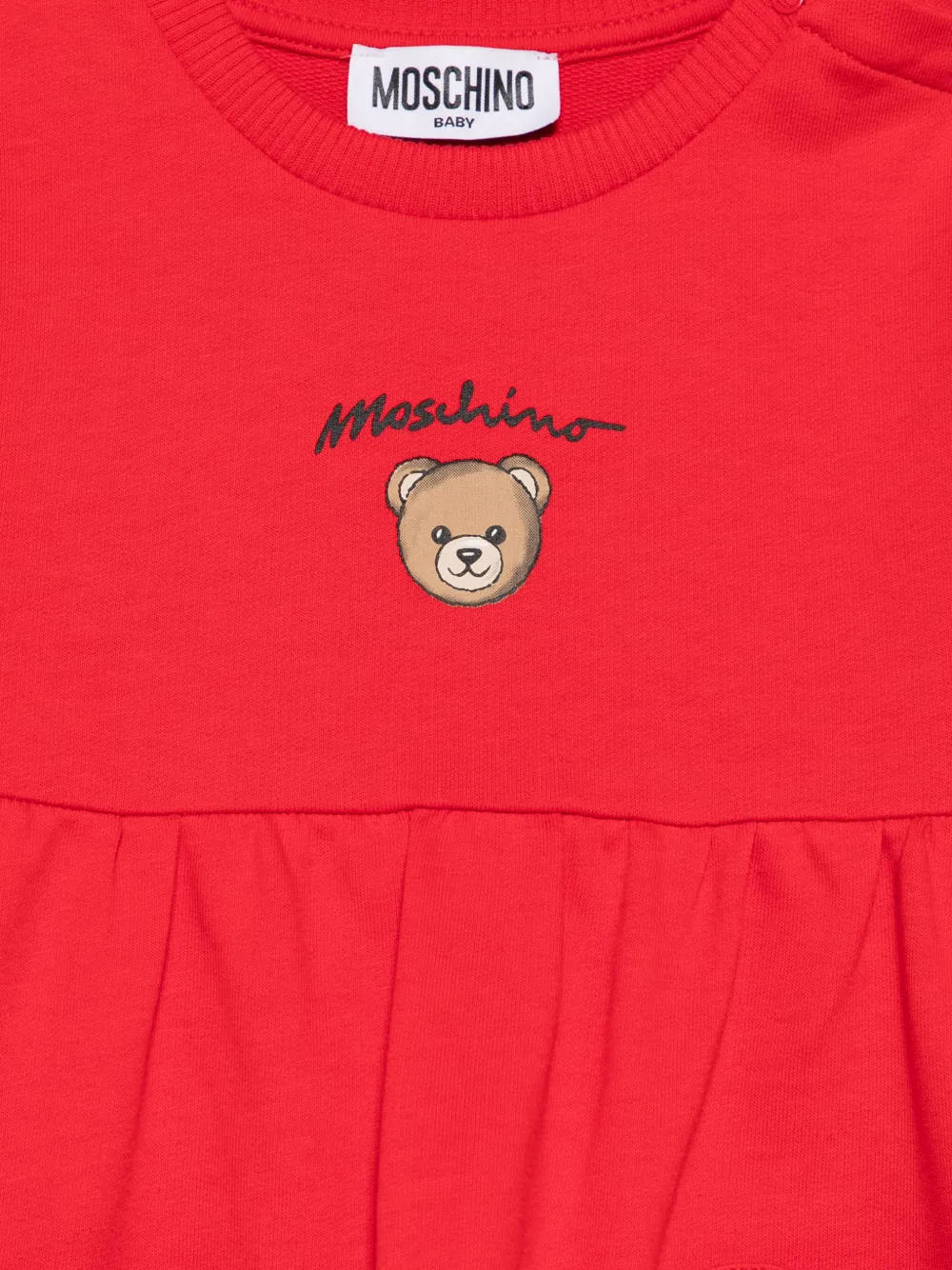 Платье с круглым вырезом и карманом Moschino Kids, красный — фото 3